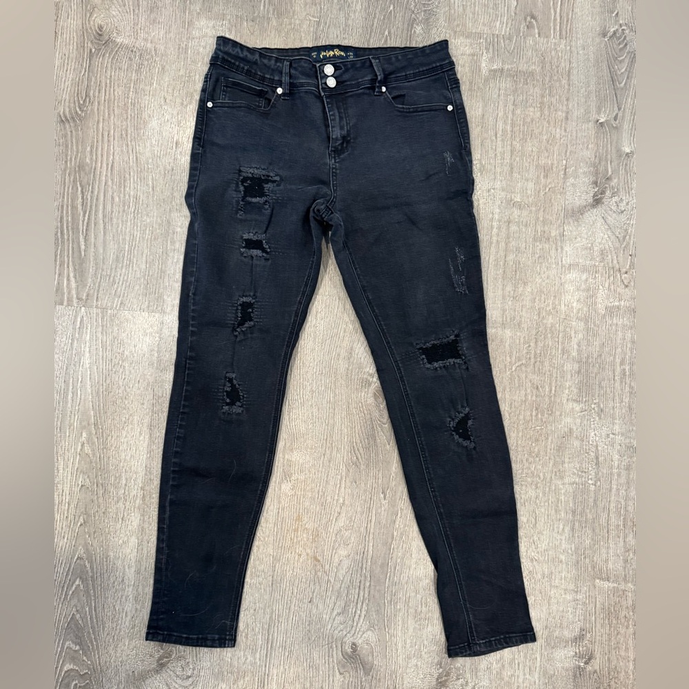 Polo by Ralph Lauren Black Skinny Jeans with Distressed Details size 15